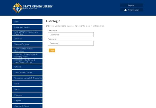 
                            6. Login - New Jersey Knights of Columbus