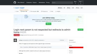 
                            2. Login next param is not respected but redirects to admin home · Issue ...