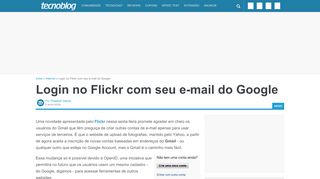 
                            7. Login no Flickr com seu e-mail do Google – Tecnoblog