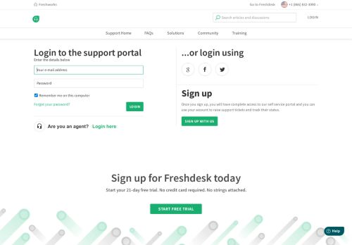 
                            7. Login - no hay ningún Help desk! - Freshdesk