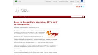 
                            12. Login no Siga será feito por meio de CPF a partir de 7 de ... - UFJF