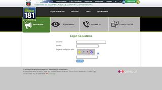 
                            8. Login no sistema - Disque Denúncia 181