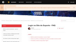 
                            12. Login no Site do Suporte - FAQ – Riot Games - Suporte ao Jogador