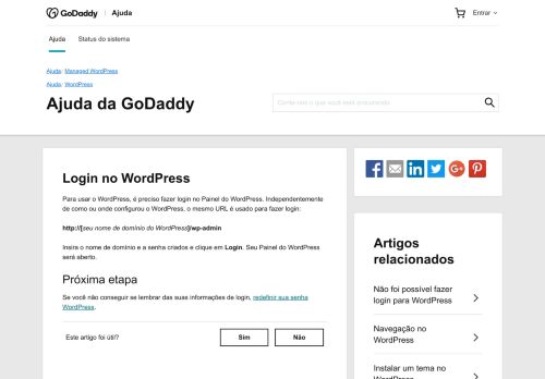 
                            13. Login no WordPress | Ajuda da GoDaddy BR