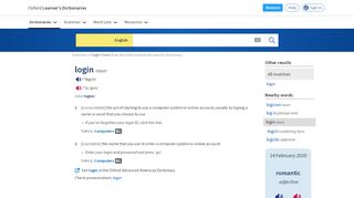 
                            2. login noun - Definition, pictures, pronunciation and usage ...