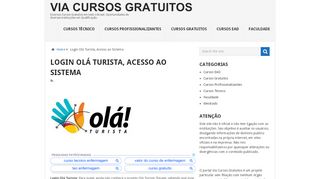 
                            4. Login Olá Turista, Acesso ao Sistema - Via Cursos Gratuitos