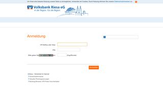 
                            1. Login Online-Banking / Depot - Volksbank Riesa eG