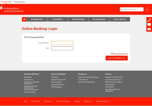 
                            2. Login Online-Banking - Kreissparkasse Grafschaft Diepholz