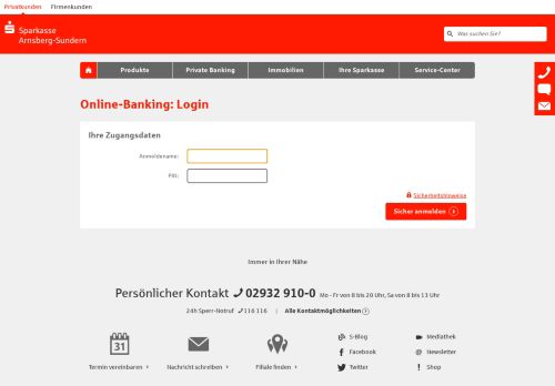 
                            2. Login Online-Banking - Sparkasse Arnsberg-Sundern
