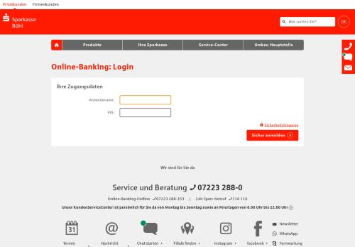 
                            2. Login Online-Banking - Sparkasse Bühl