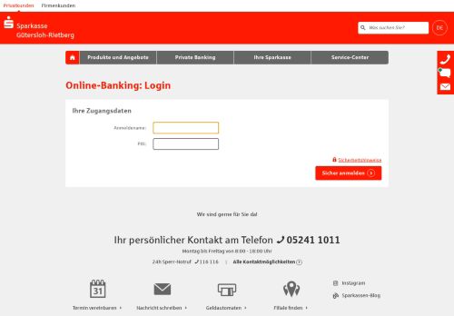 
                            2. Login Online-Banking - Sparkasse Gütersloh-Rietberg