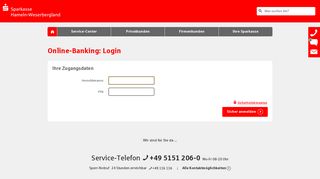 
                            1. Login Online-Banking - Sparkasse Hameln-Weserbergland