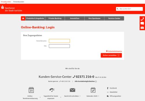 
                            2. Login Online-Banking - Sparkasse Iserlohn