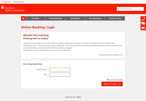 
                            7. Login Online-Banking - Sparkasse Südliche Weinstraße