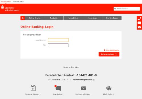 
                            1. Login Online-Banking - Sparkasse Wilhelmshaven