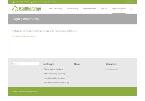 
                            9. Login Onlineportal – Hausverwaltung Radlhammer