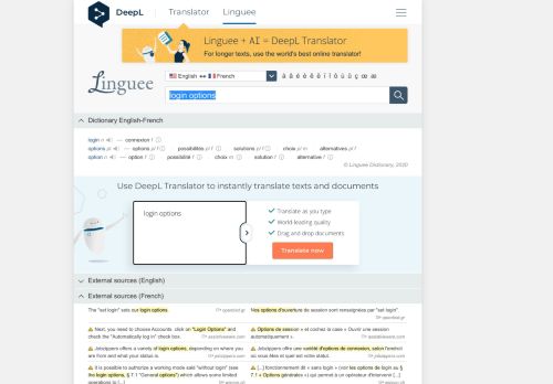 
                            7. login options - French translation – Linguee