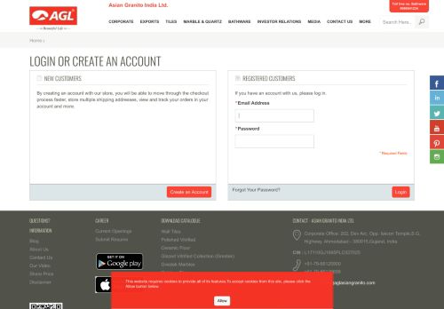 
                            10. Login or Create an Account - AGL Tiles