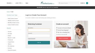 
                            8. Login or Create your account | Perfectlens Canada