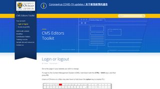 
                            9. Login or logout, Your account, CMS Editors Toolkit, University of Otago ...