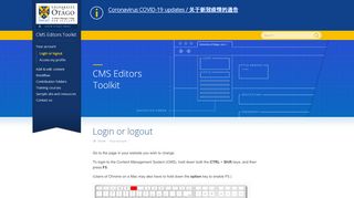 
                            5. Login or logout, Your account, CMS Editors Toolkit, ...