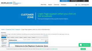 
                            9. Login Page appears when you click on the timesheet. - Replicon