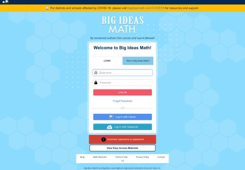 
                            2. Login Page - Big Ideas Math