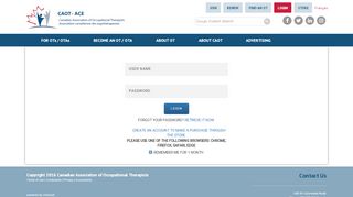 
                            1. Login page - Canadian Association of Occupational Therapists ...