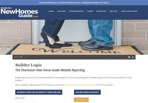 
                            7. Login Page | Charleston New Homes Guide