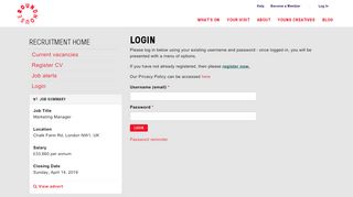 
                            6. Login Page - Current vacancies - Roundhouse