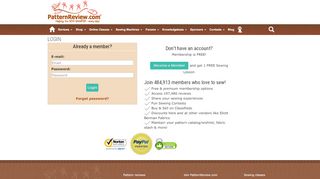 
                            12. Login page for the PatternReview.com online sewing community