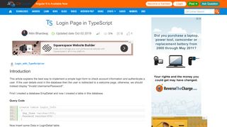 
                            4. Login Page in TypeScript - C# Corner