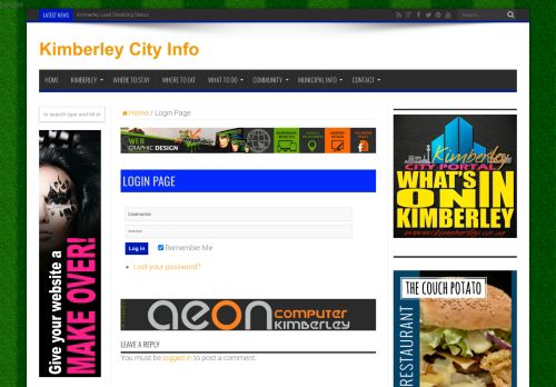 
                            8. Login Page - Kimberley City Info