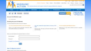 
                            3. Login Page - Migraine Action