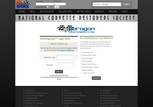 
                            1. Login Page - National Corvette Restorers Society