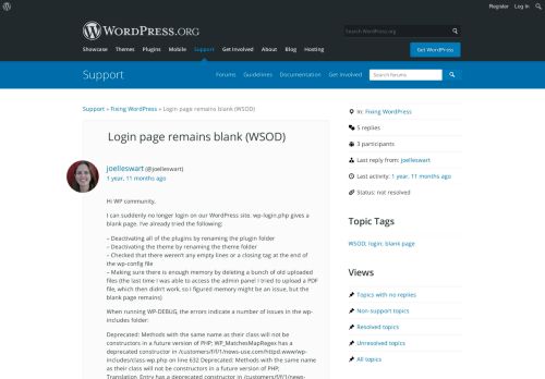 
                            5. Login page remains blank (WSOD) | WordPress.org