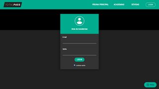 
                            4. Login para academias - TotalPass