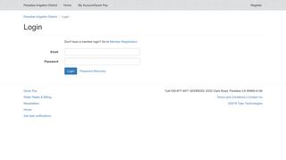 
                            6. Login - Paradise Irrigation District - Municipal Online Services