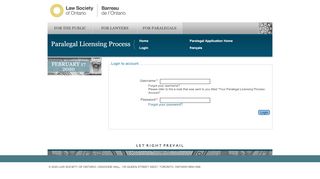 
                            2. Login - Paralegal Licensing Process - Law Society of Ontario