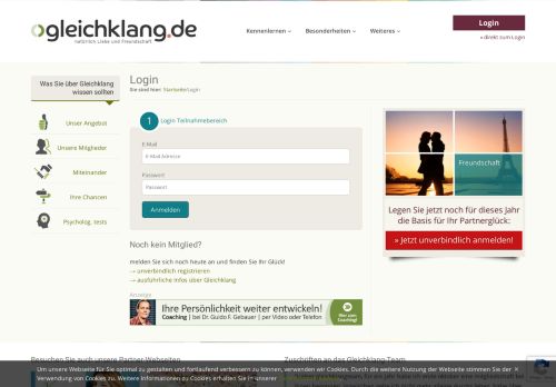 
                            1. Login | Partnersuche auf gleichklang.de