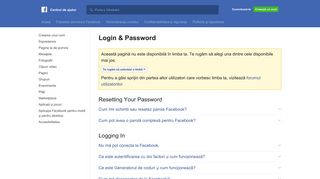 
                            6. Login & Password | Centrul de ajutor Facebook | Facebook