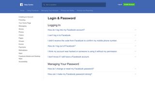 
                            2. Login & Password | Facebook Help Centre | Facebook
