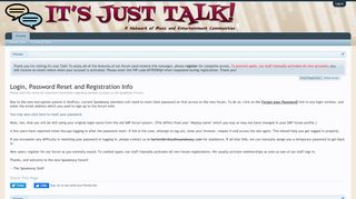 
                            5. Login, Password Reset and Registration Info | It's Just Talk!
