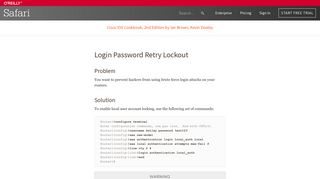 
                            5. Login Password Retry Lockout - Cisco IOS Cookbook, 2nd Edition [Book]