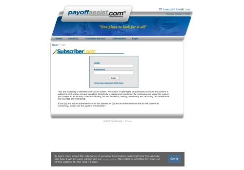 
                            9. Login - PayoffAssist.com