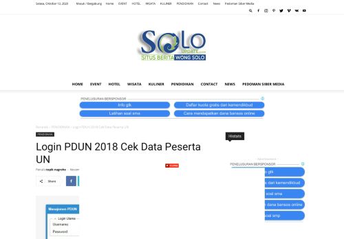 
                            3. Login PDUN 2018 Cek Data Peserta UN | SoloUpdate