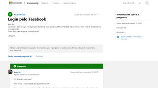 
                            6. Login pelo Facebook - Microsoft Community