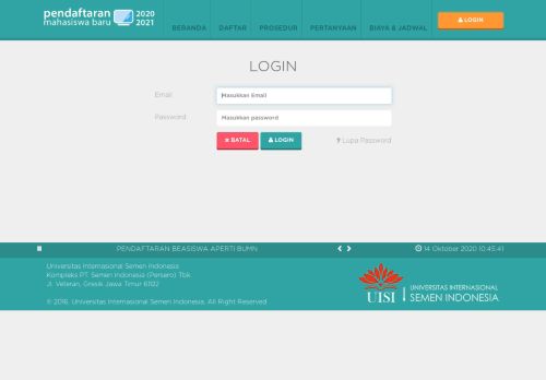 
                            1. Login - Pendaftaran Mahasiswa Baru - PMB UISI