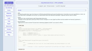 
                            7. Login per htaccess / auth-mysql | Jörgs Webmaster-Forum