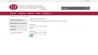 
                            6. Login - Personal Page - Institute for Advanced Studies (IHS)